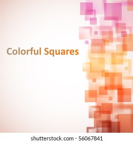 Colorful squares vector background with copy space.