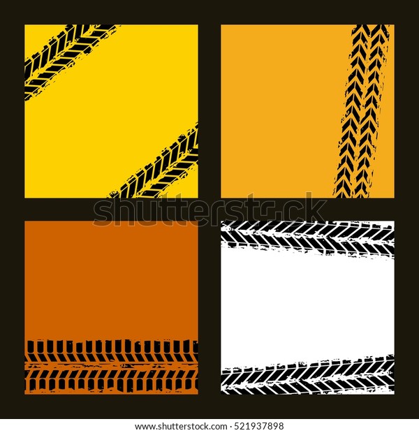 colorful squares with wheel prints over
black backgorund. vector
illustration