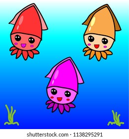 Colorful squid background.