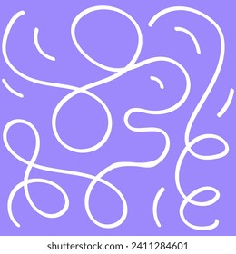 colorful squiggle line doodle violet, purple, white pattern. Creative minimalist style print background for kids. trendy design with basic uneven lines shapes. Scribble party confetti texture, childis