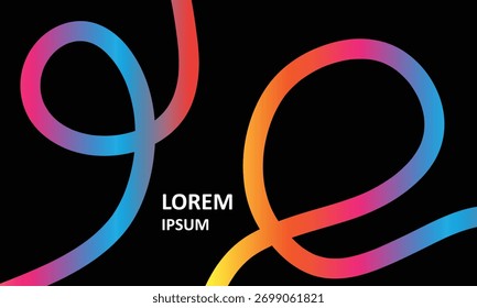 Colorful Squiggle Wave Shapes Vector Background. Vector Background with a Curve Shape Pattern. Loop and Spiral Rainbow Ribbons..eps