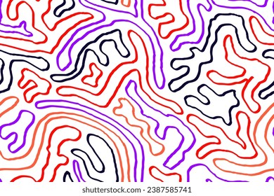 Colorful squiggles of doodle seamless pattern. Creative minimalist style art background, trendy design with organic shapes. Modern abstract color backdrop.