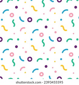 Colorful squiggles doodle seamless pattern. Creative minimalist style art minimalist background, trendy design with organic scribble shapes. Modern abstract color backdrop.