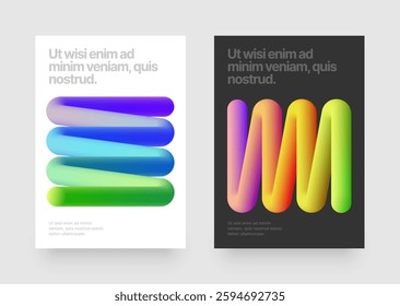 Colorful squiggles gradient lines design for flyer, poster, cover, banner or background. Template with wavy gradient shapes for events, companies or business. 