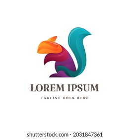 Vector de diseño de logotipo de ardilla colorida