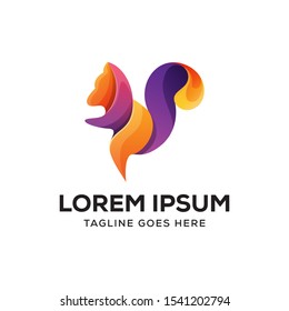 colorful squirrel logo vector, abstract squirrel logo 