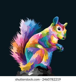 colorful squirrel pop art portrait isolated decoration