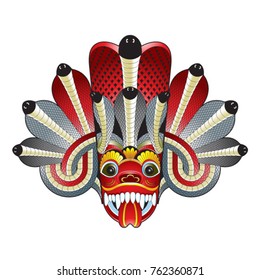 Colorful Sri Lankan Devil Dancing Mask-vector Drawing