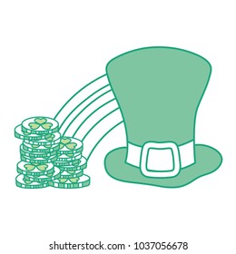 colorful st patrick hat with coins gold and rainbow