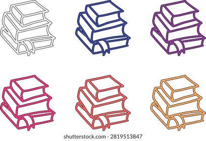 Colorful stack of books, ideal for themes of education, learning, libraries, or personal development, available in multiple hues.