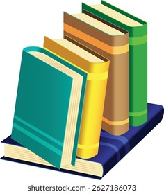 Ilustração colorida do vetor da pilha de livros	