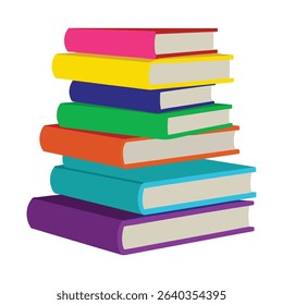 Colorful Stack of Books Vector Illustration, Vibrant Book Pile Clipart design, Colorful Stack of Books silhouette, Book illustration, Books vector silhouette