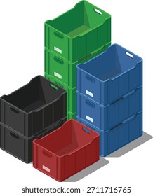 Colorful stack of empty crates
