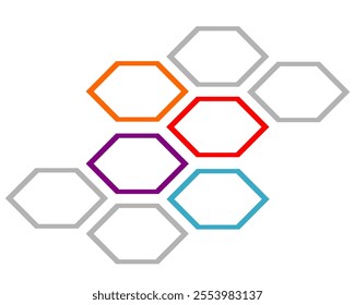 Colorful stacked box on hexagon shap of productivity infographic with eight option infographics layout