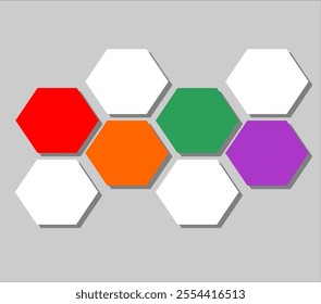 Colorful stacked box on hexagon shap of productivity infographic with four option infographics layout	