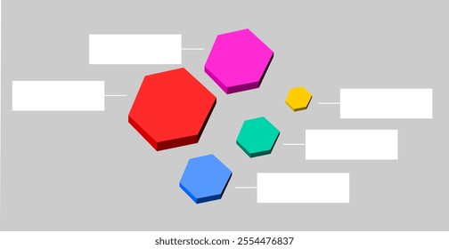 Colorful stacked box on hexagon shap of productivity infographic with five option infographics layout and layers for presenting business ideas or disparity and statistical