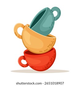 colorful stacked cups. vector illustration isolated on white background
