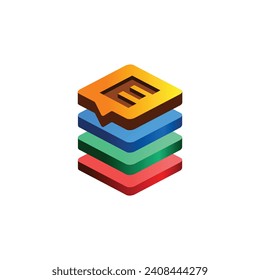 Colorful Stacked Square Modern Icon Letters
