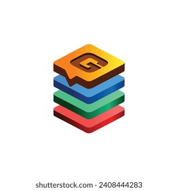 Colorful Stacked Square Modern Icon Letters