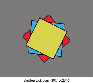 Colorful stacked square shape on grey background