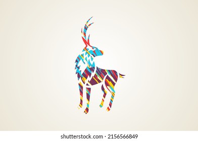 Colorful stag cool artistic logo design