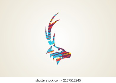 Colorful Stag Head Logo Design