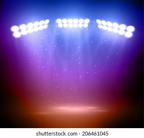 Colorful stage lights background. Vector eps10. 