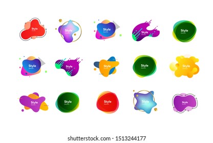 Colorful stain design set. Modern abstract banners with sample text. Trendy minimal templates for presentations, flyers, apps and websites. Vector illustration