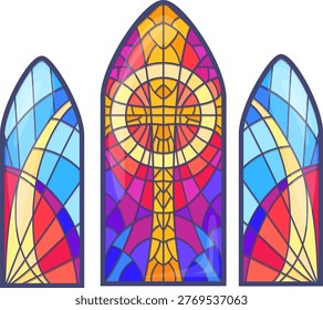 Colorful stained glass window vector design