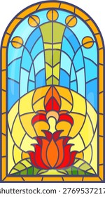 Colorful stained glass window vector design