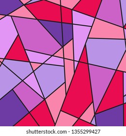 Colorful stained-glass window. Square geometric pattern. Print for textiles, banners and posters. Decorative style. Universal texture