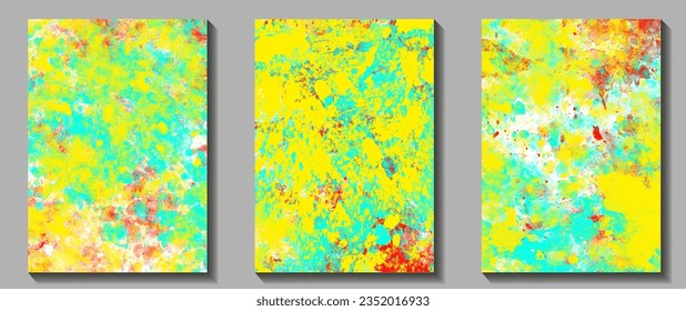 Colorful stains background. Paint splatter. Grunge set illustration for design. Acrylic splatter grunge background. Brush strokes and drops. Abstract background. Modern painting for the interior.	
