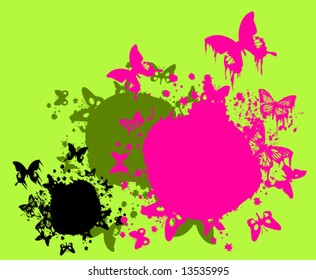 colorful stains with plants