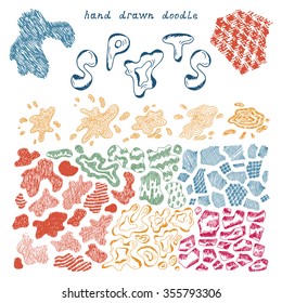 Colorful Stains set. Hand Drawn Doodle Spots - Vector illustration