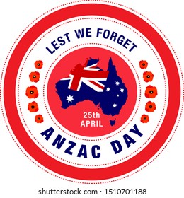 Colorful stamp/badge/logo/banner for Anzac day. Anzac Day is a national day of remembrance in Australia. 