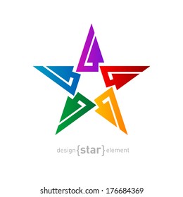 Colorful star with arrows, Abstract vector design element on white background. Corporate logotype template.