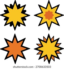 Colorful star burst shapes vector | explosion effect icons set