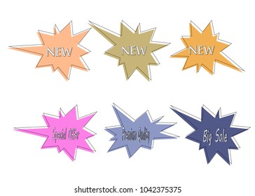 colorful star burst sticker sale label stamp icon illustration vector