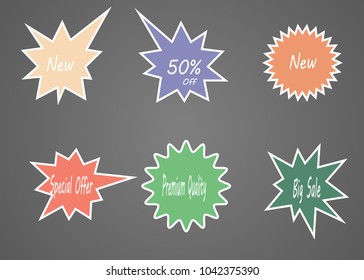 Colorful Star Burst Sticker Sale Label Stamp Icon Illustration Vector