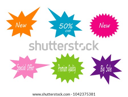 colorful star burst sticker sale label stamp icon illustration vector