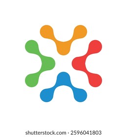 Colorful Star Chain Technology Logo Template