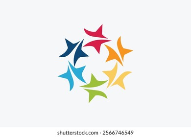 Colorful Star Circle Unity Logo Design Element