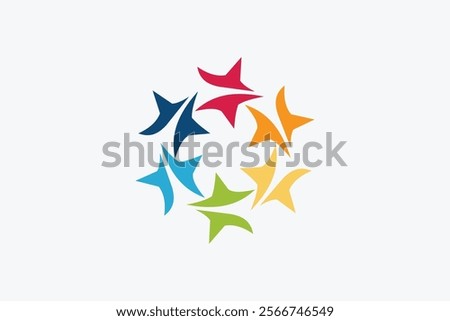 Colorful Star Circle Unity Logo Design Element