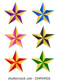 Colorful Star Clip Art Collection Isolated On White Background 