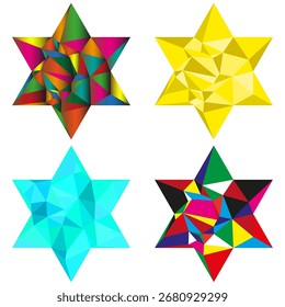 Colorida colección de estrellas. Patrón de forma geométrica. Vibrantes Elementos de Vector. Abstractas decoración brillante. EPS 10.