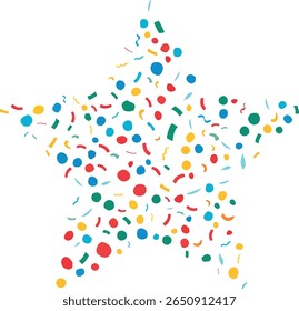 colorful star confetti collection on transparent background