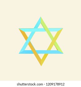 Colorful Star of David. Vector 3D Symbol of Israel Celebration