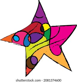 Colorful star drawing abstract vector