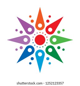 colorful star with eight slice vector