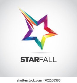 Colorful Star Fall Logo Design Symbol